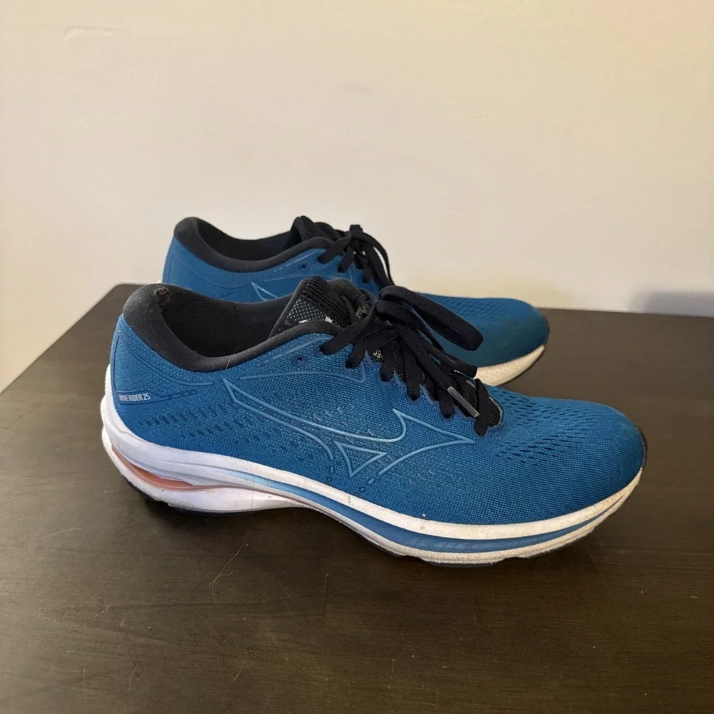 Mizuno Wave Rider 25 Womens Size 9.5 Blue White‎ Athletic Running Shoes Sneakers